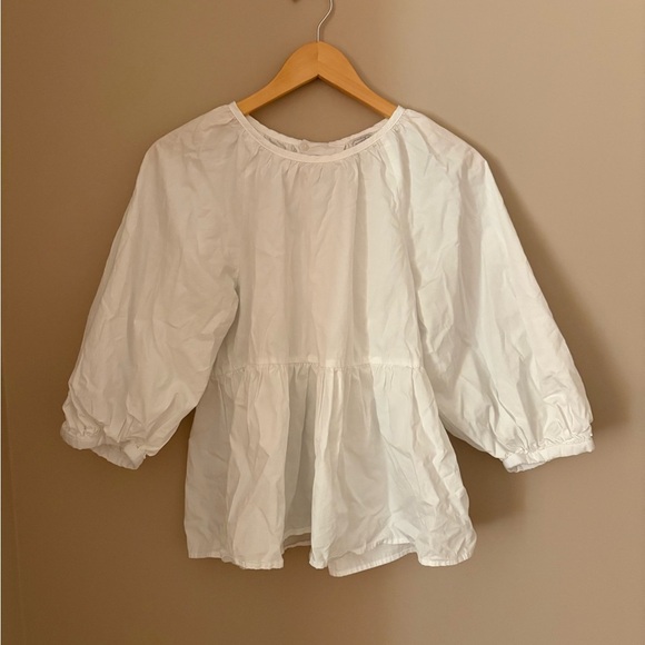 Mud pie Women's White Balloon Sleeve Blouse Bow Tie Back Size S - Picture 6 of 8